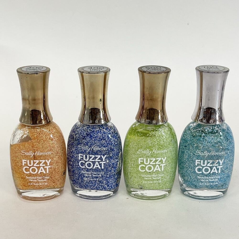 Lot of 4 Sally Hansen Fuzzy Coat Textured Nail Polish Nail Color 4-color Set
